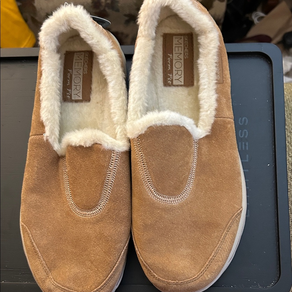 Skechers Cream Plush Memory Foam Shoes